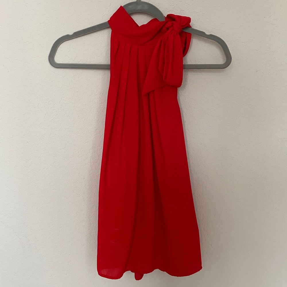 Red halter top with bow